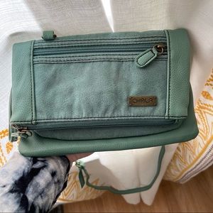 Chala Teal Small Crossbody Fold Over Wallet Organizer Purse Bag